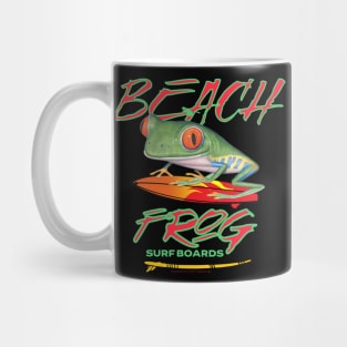 Funny Cute Red Eyed Tree Frog Beach Surfboards Mug